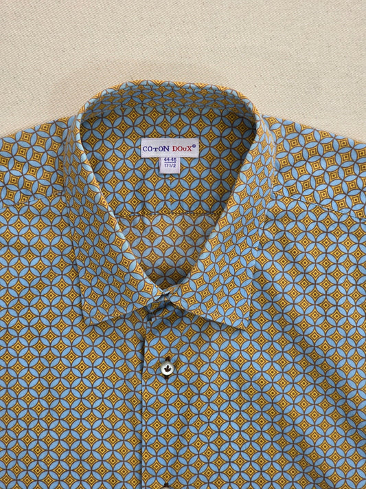 Koszula męska Coton Doux w geometryczny wzór 100% bawełna roz. XL / XXL (44-45) – detal 1 | vntg.studio™