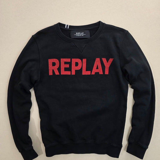 Bluza Bawełniana Replay Big Logo Czarna Rozmiar M – widok tyłu | vntg.studio™