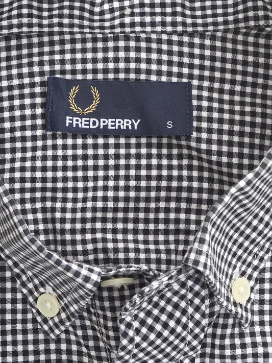 Fred Perry Koszula w Kratę Gingham Retro | Czarno-Biała | Rozm. S – detal 1 | vntg.studio™