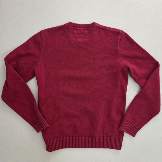 Sweter Bawełniany Tommy Hilfiger Premium Cotton Czerwony / Bordo Rozmiar XL – detal 4 | vntg.studio™