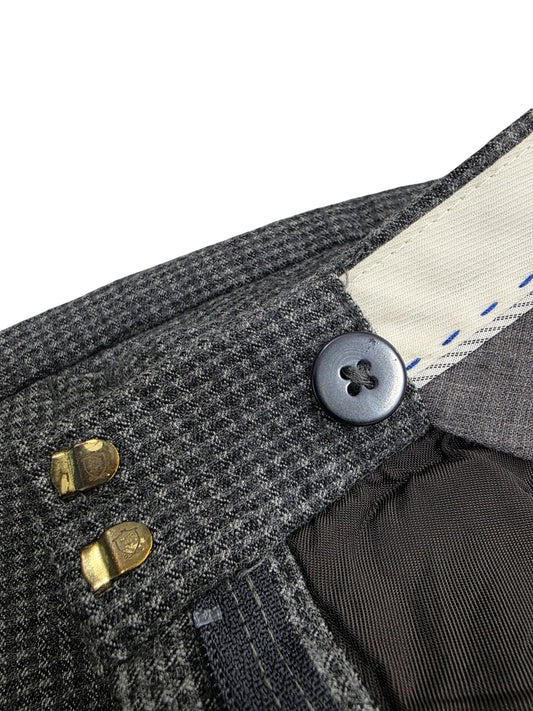 Damskie Spodnie Massimo Dutti Wełniane Garniturowe Szare Pepitka Rozmiar 34 XS – detal 1 | vntg.studio™