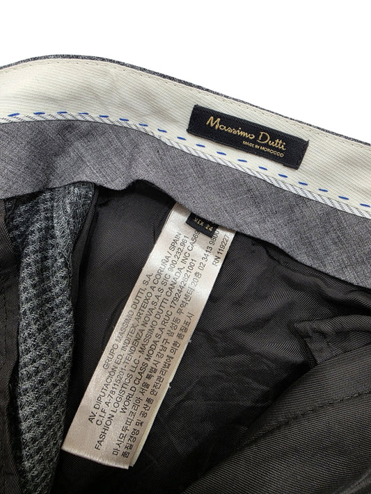 Damskie Spodnie Massimo Dutti Wełniane Garniturowe Szare Pepitka Rozmiar 34 XS – detal 3 | vntg.studio™