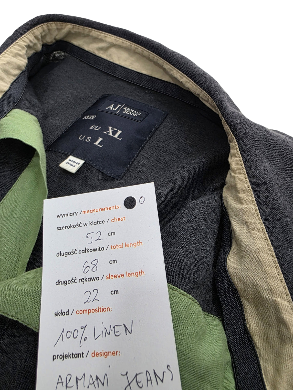 Koszulka Polo Armani Jeans 100% Len Czarna Rozmiar L