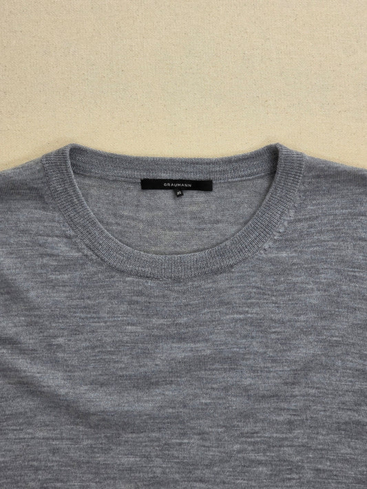 Sweter damski Graumann z wełny merynosa szary melanż roz. XL – detal 1 | vntg.studio™