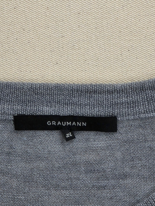 Sweter damski Graumann z wełny merynosa szary melanż roz. XL – detal 2 | vntg.studio™