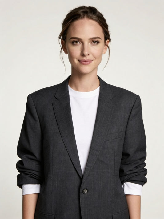 Męska Marynarka Wełniana Tommy Hilfiger Tailored Monticello Super 100's Szara w Kratę – widok frontu | vntg.studio™