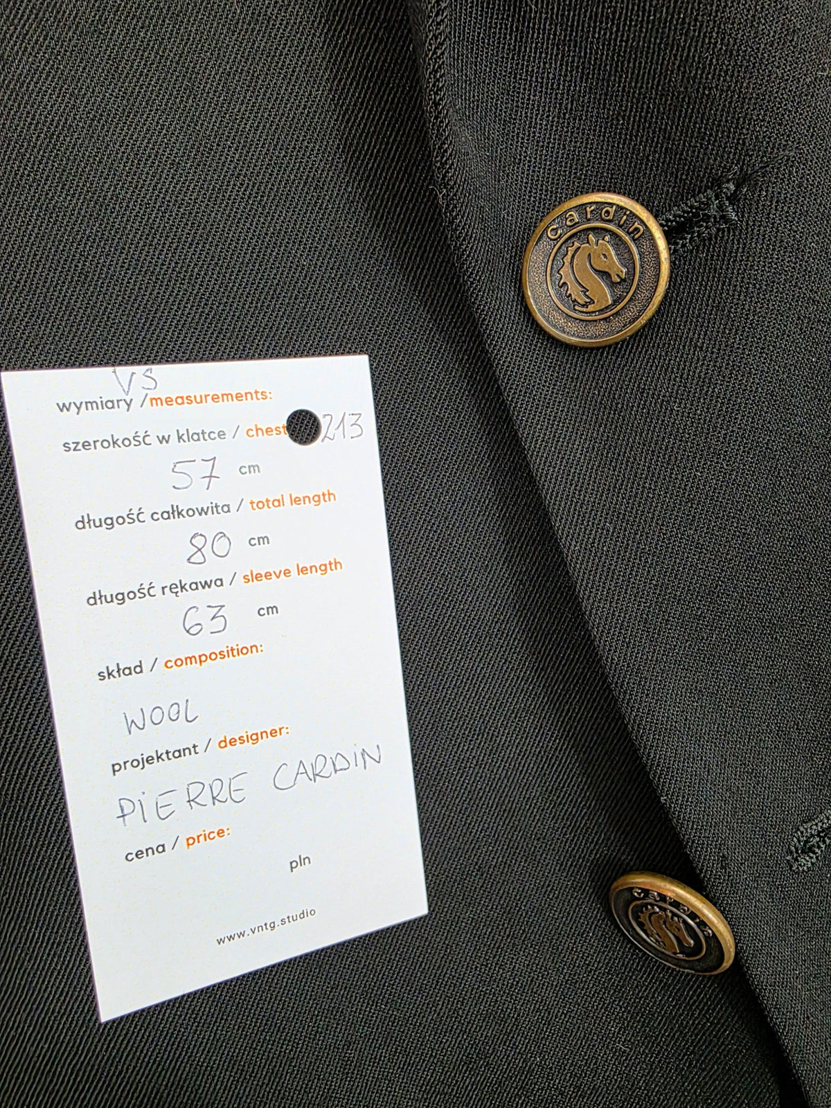 Blazer Pierre Cardin vintage wełniany czarny roz. L / XL (57)