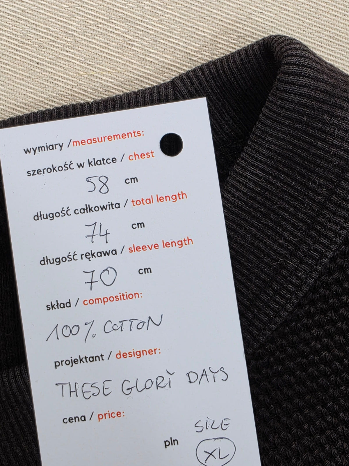 Bluza męska These Glory Days ciemnobrązowa strukturalna T Nisus Crewneck roz. XL