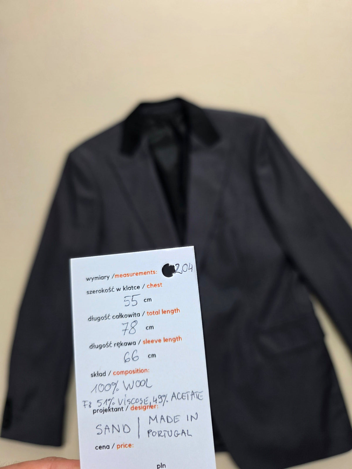 Elegancka marynarka smokingowa Sand Copenhagen Estrato Super 110's 100% wełna vintage 54 / L / XL