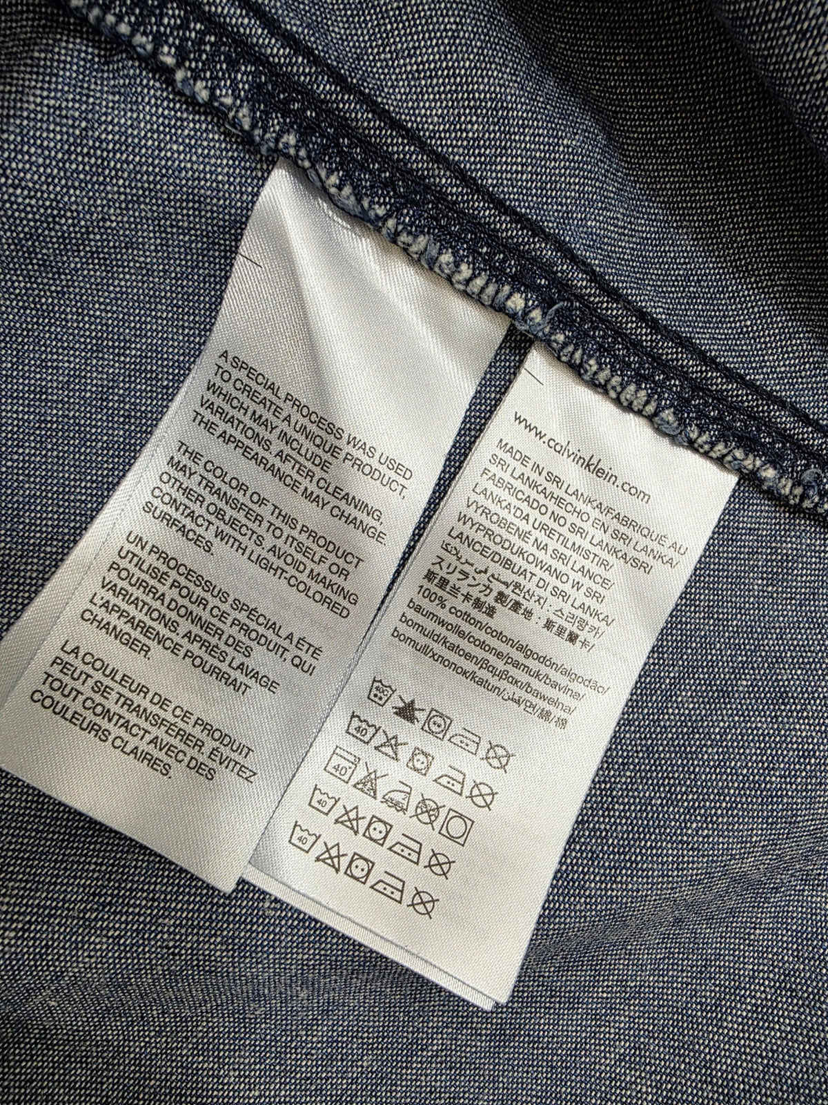 Koszula męska Calvin Klein Jeans dżinsowa niebieska slim fit roz. M – detal 6 | vntg.studio™
