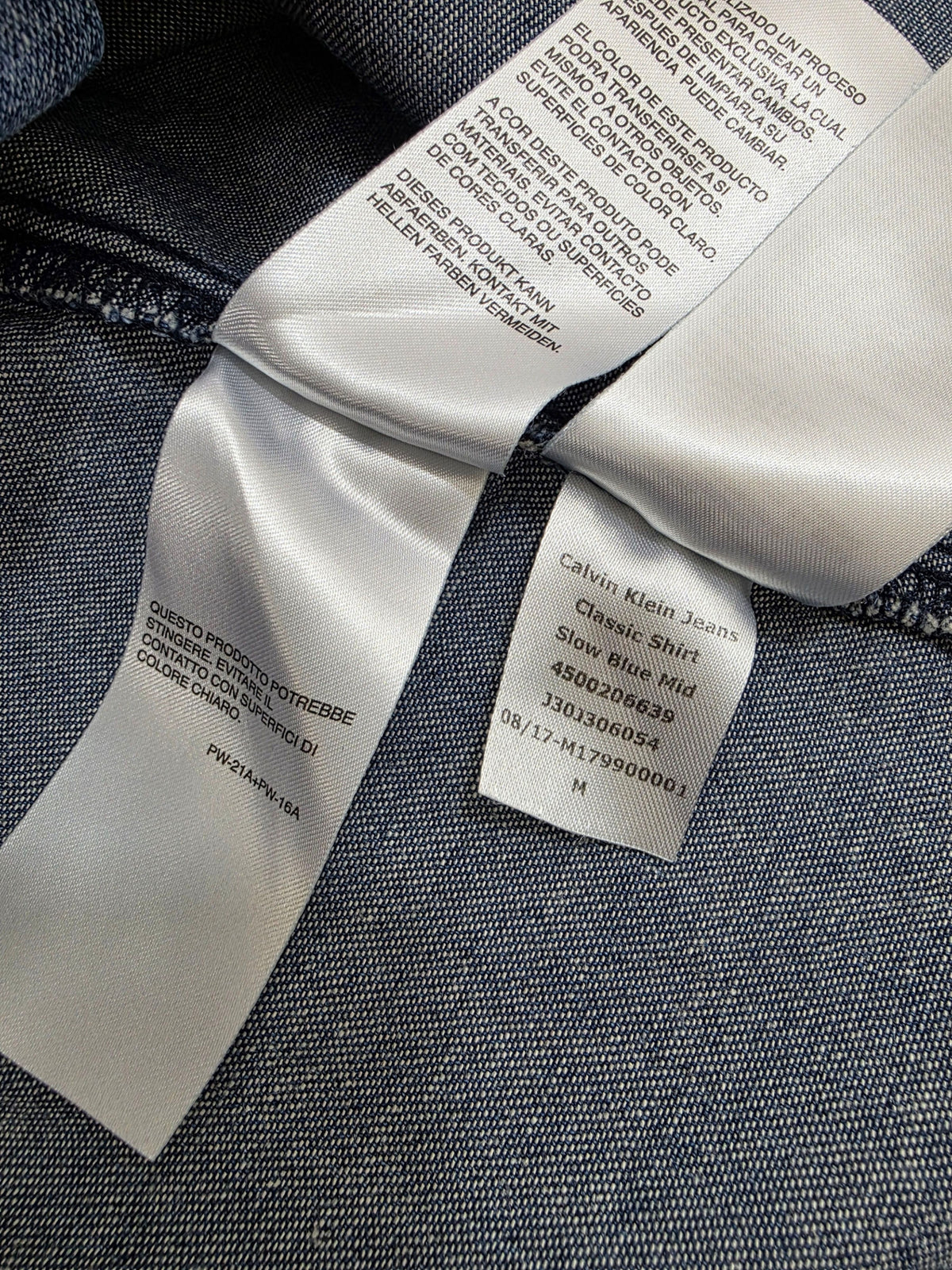 Koszula męska Calvin Klein Jeans dżinsowa niebieska slim fit roz. M – detal 7 | vntg.studio™