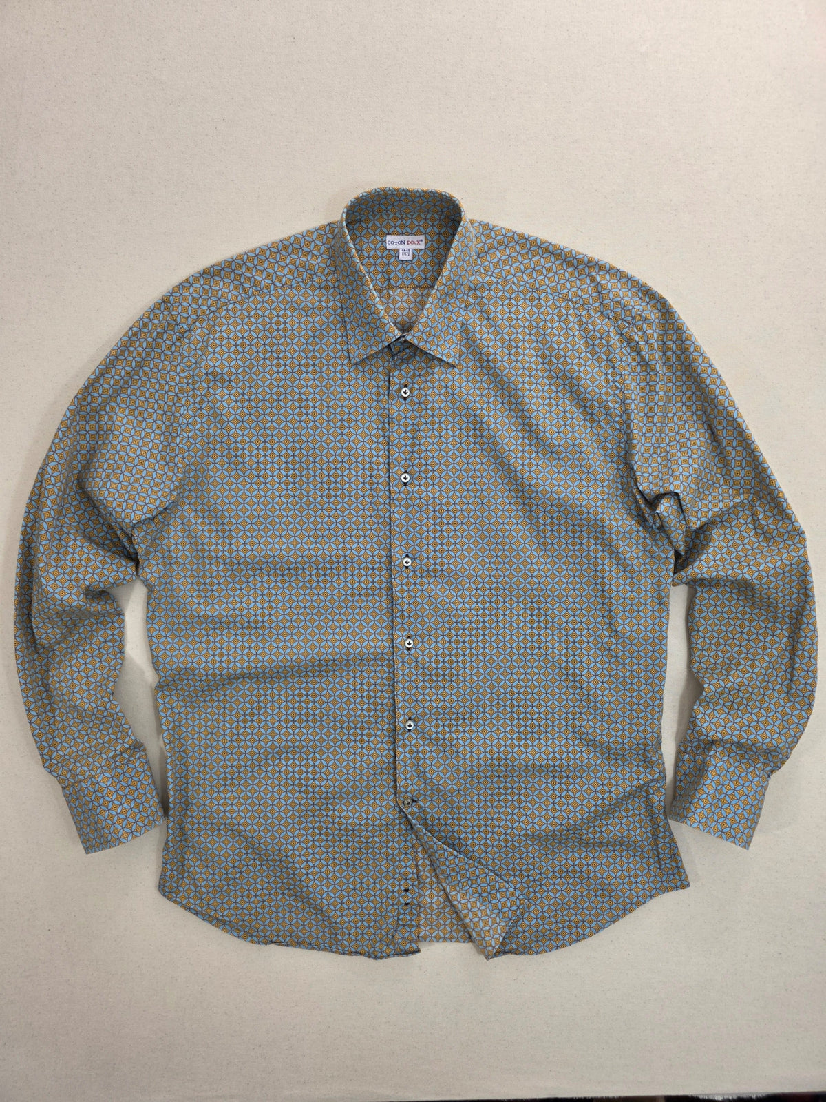 Koszula męska Coton Doux w geometryczny wzór 100% bawełna roz. XL / XXL (44-45)