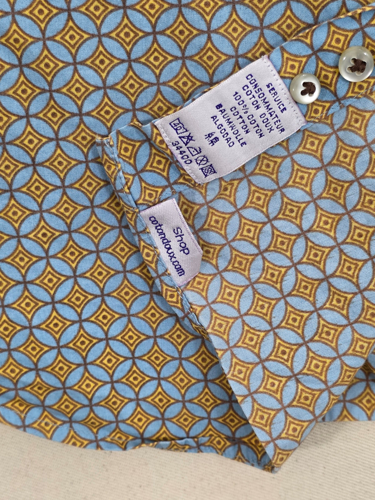 Koszula męska Coton Doux w geometryczny wzór 100% bawełna roz. XL / XXL (44-45)
