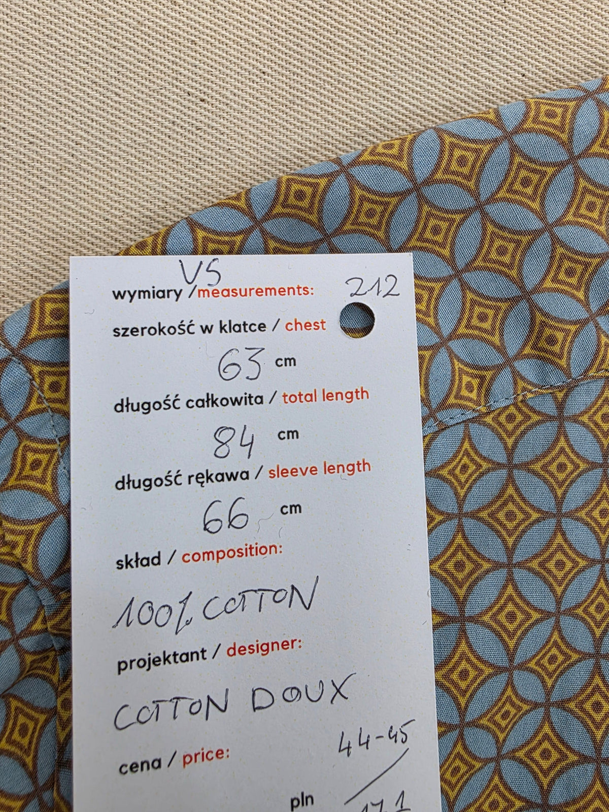 Koszula męska Coton Doux w geometryczny wzór 100% bawełna roz. XL / XXL (44-45)