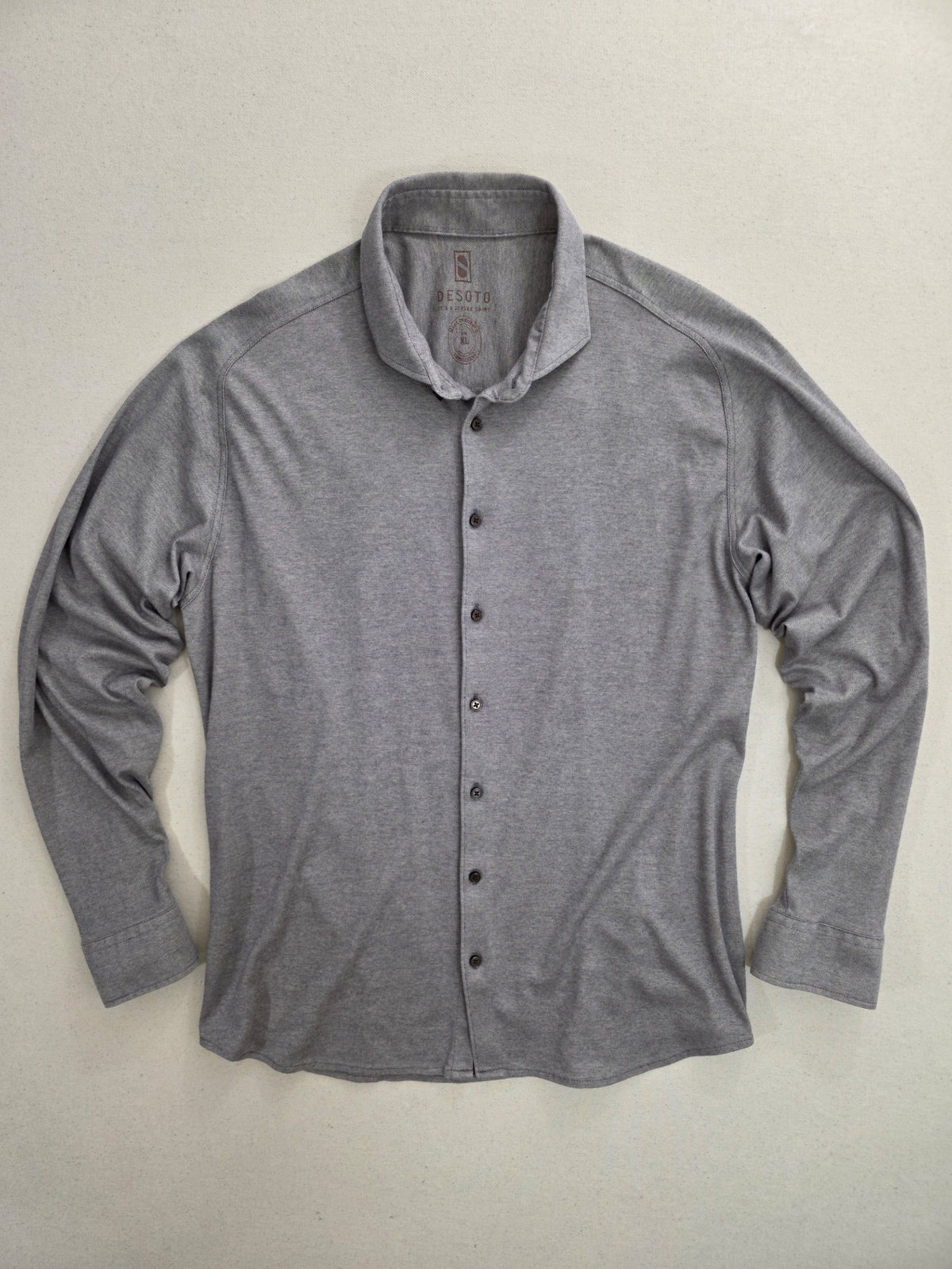 Koszula męska Desoto jersey szara elegancka slim fit roz. XL – widok frontu | vntg.studio™