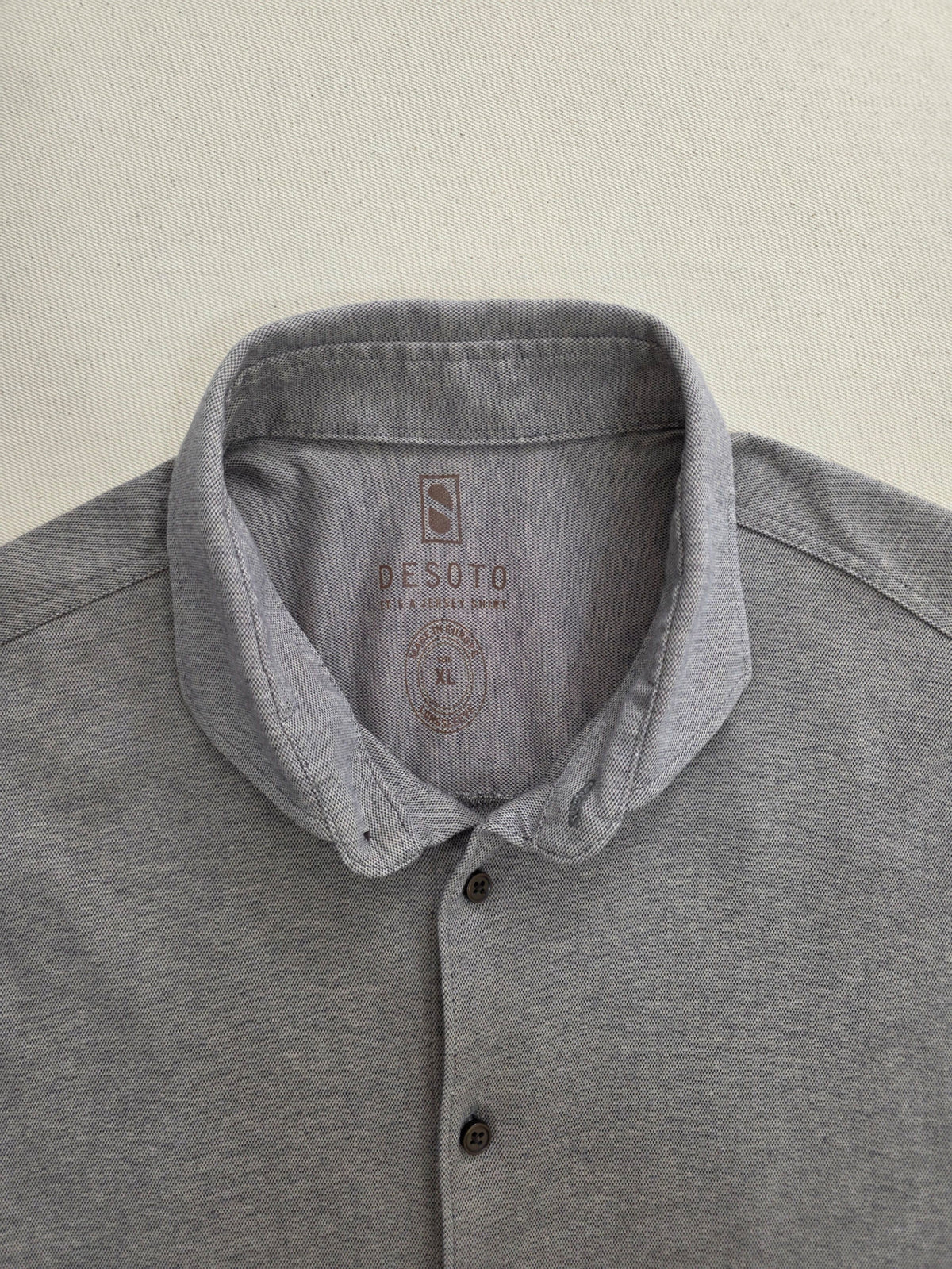 Koszula męska Desoto jersey szara elegancka slim fit roz. XL – widok tyłu | vntg.studio™
