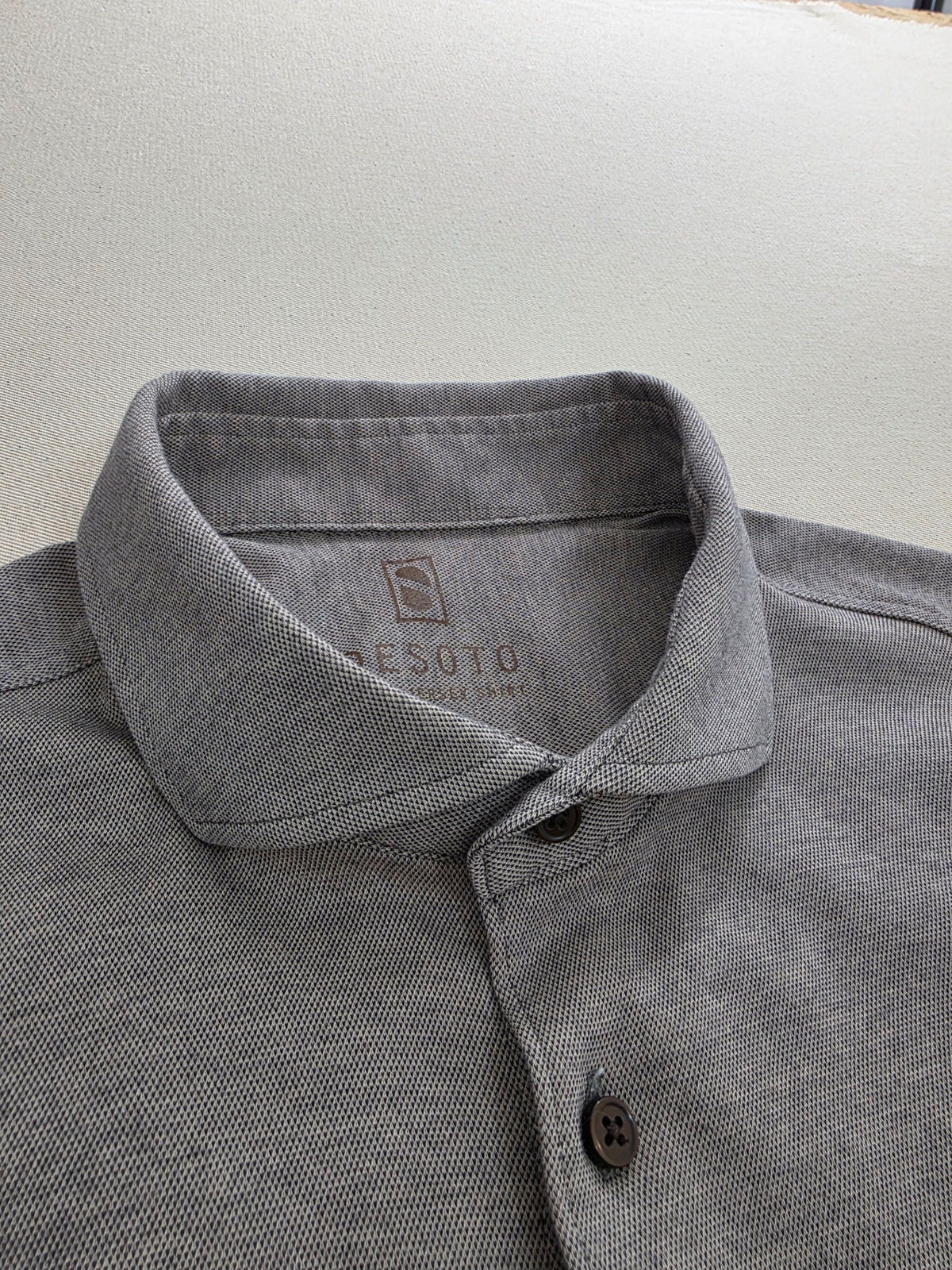 Koszula męska Desoto jersey szara elegancka slim fit roz. XL – detal 1 | vntg.studio™