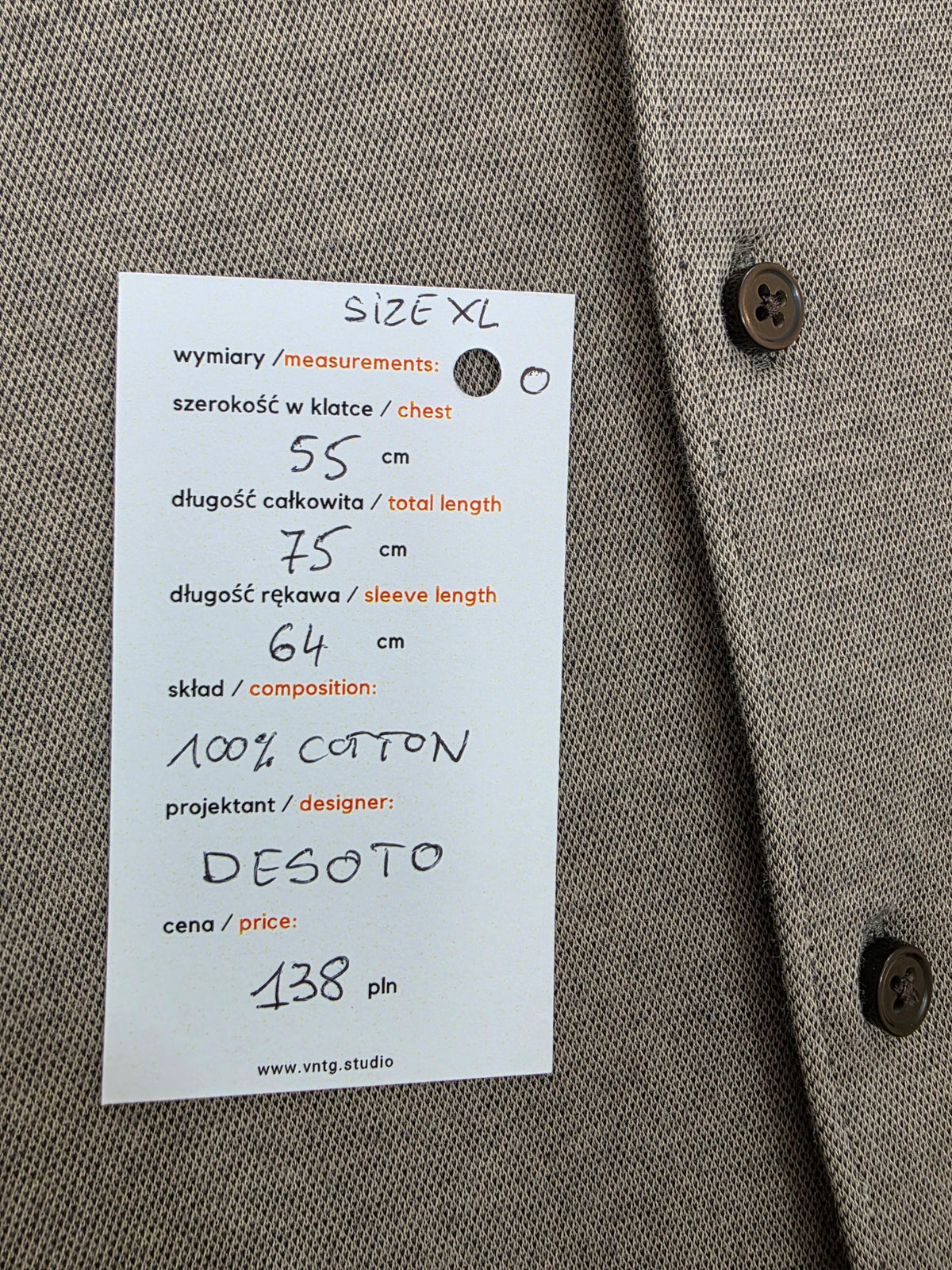 Koszula męska Desoto jersey szara elegancka slim fit roz. XL – detal 3 | vntg.studio™