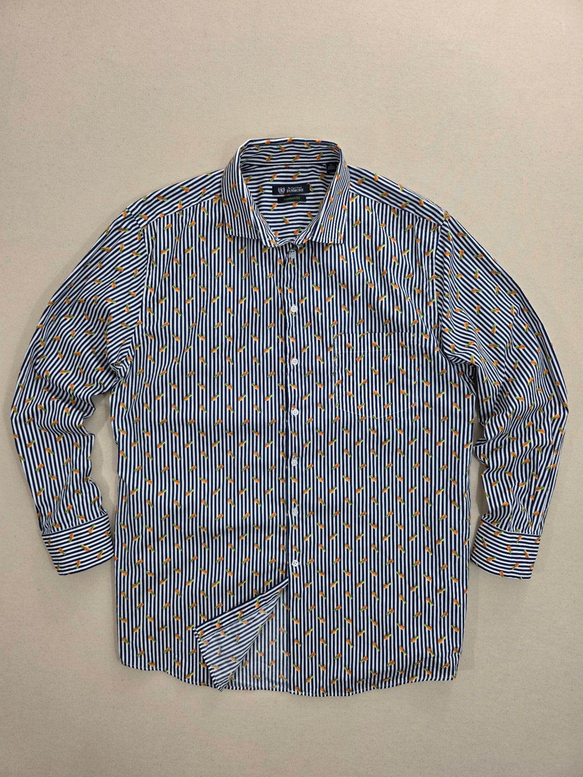 Koszula męska Dunmore w paski z mikrowzorem ananasów 100% bawełna roz. 43 / XL