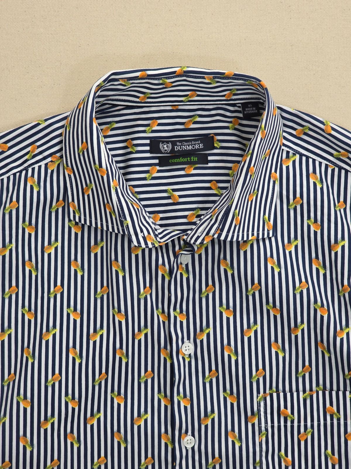 Koszula męska Dunmore w paski z mikrowzorem ananasów 100% bawełna roz. 43 / XL