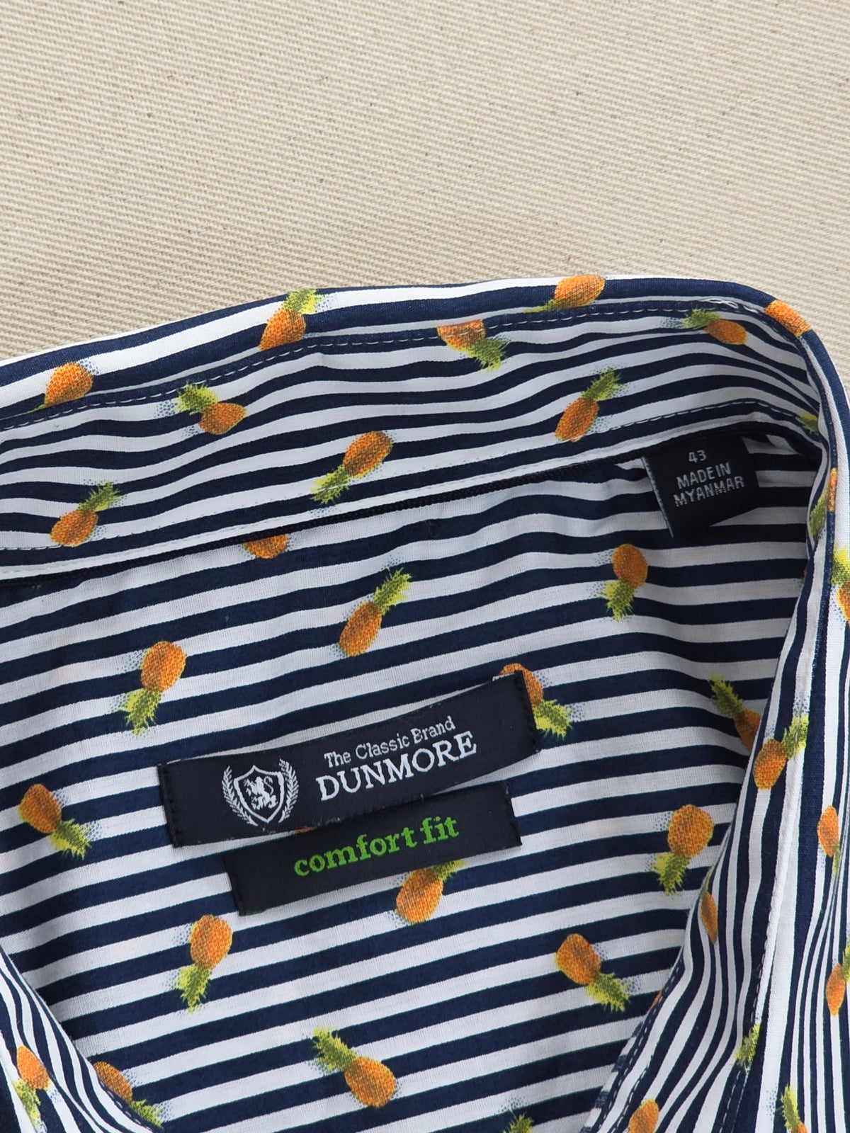 Koszula męska Dunmore w paski z mikrowzorem ananasów 100% bawełna roz. 43 / XL