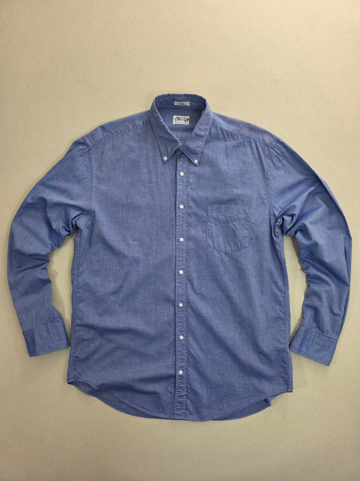 Koszula męska Gant Yale Co-Op Archive bawełna oksfordzka błękitna vintage XL