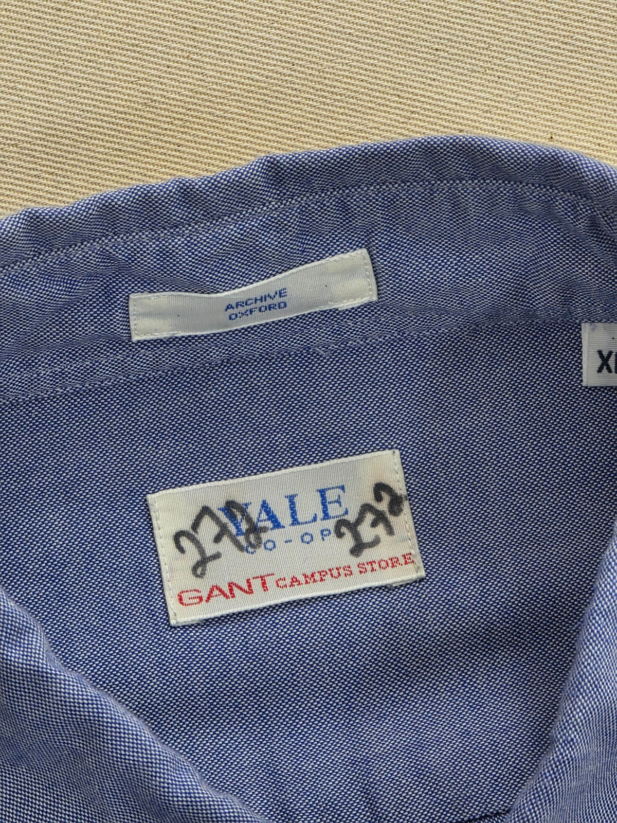 Koszula męska Gant Yale Co-Op Archive bawełna oksfordzka błękitna vintage XL
