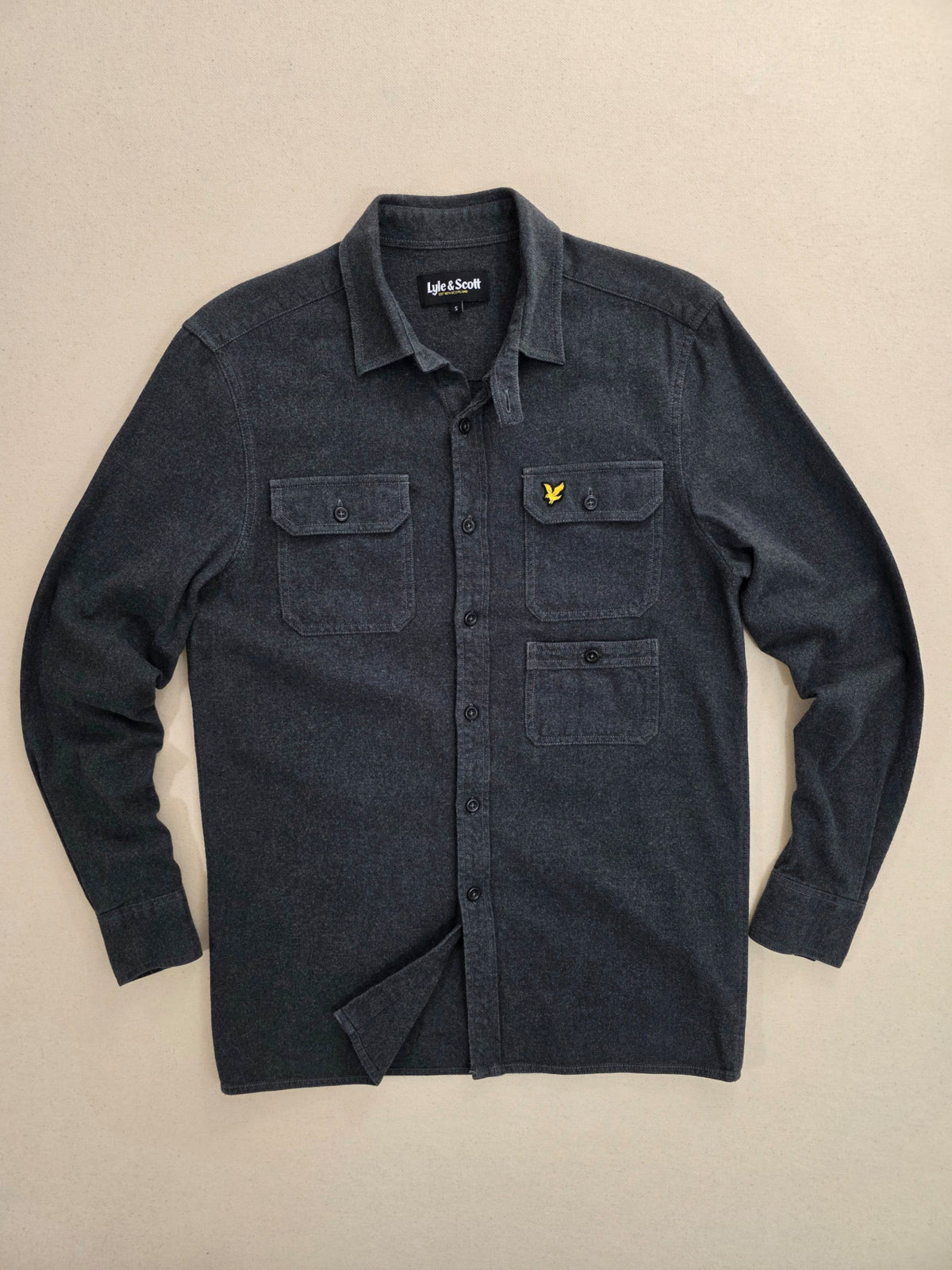 Koszula męska Lyle & Scott Flannel Shirt ciemnografitowa flanela roz. S