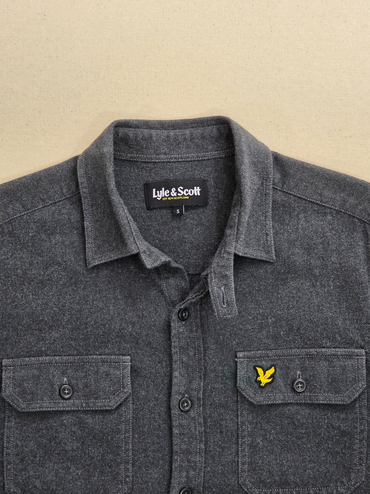 Koszula męska Lyle & Scott Flannel Shirt ciemnografitowa flanela roz. S
