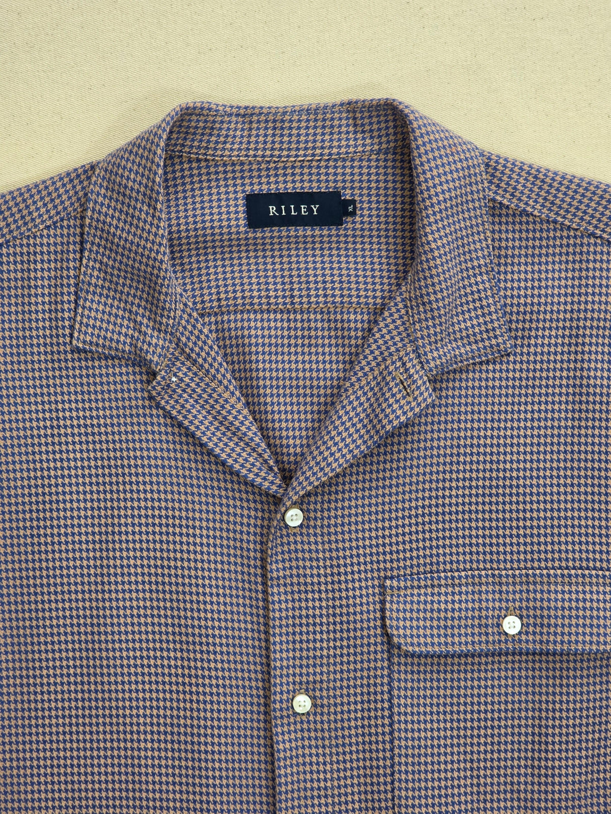 Koszula męska Riley w drobną kratkę houndstooth / pepitkę niebiesko-fioletowa roz. XL