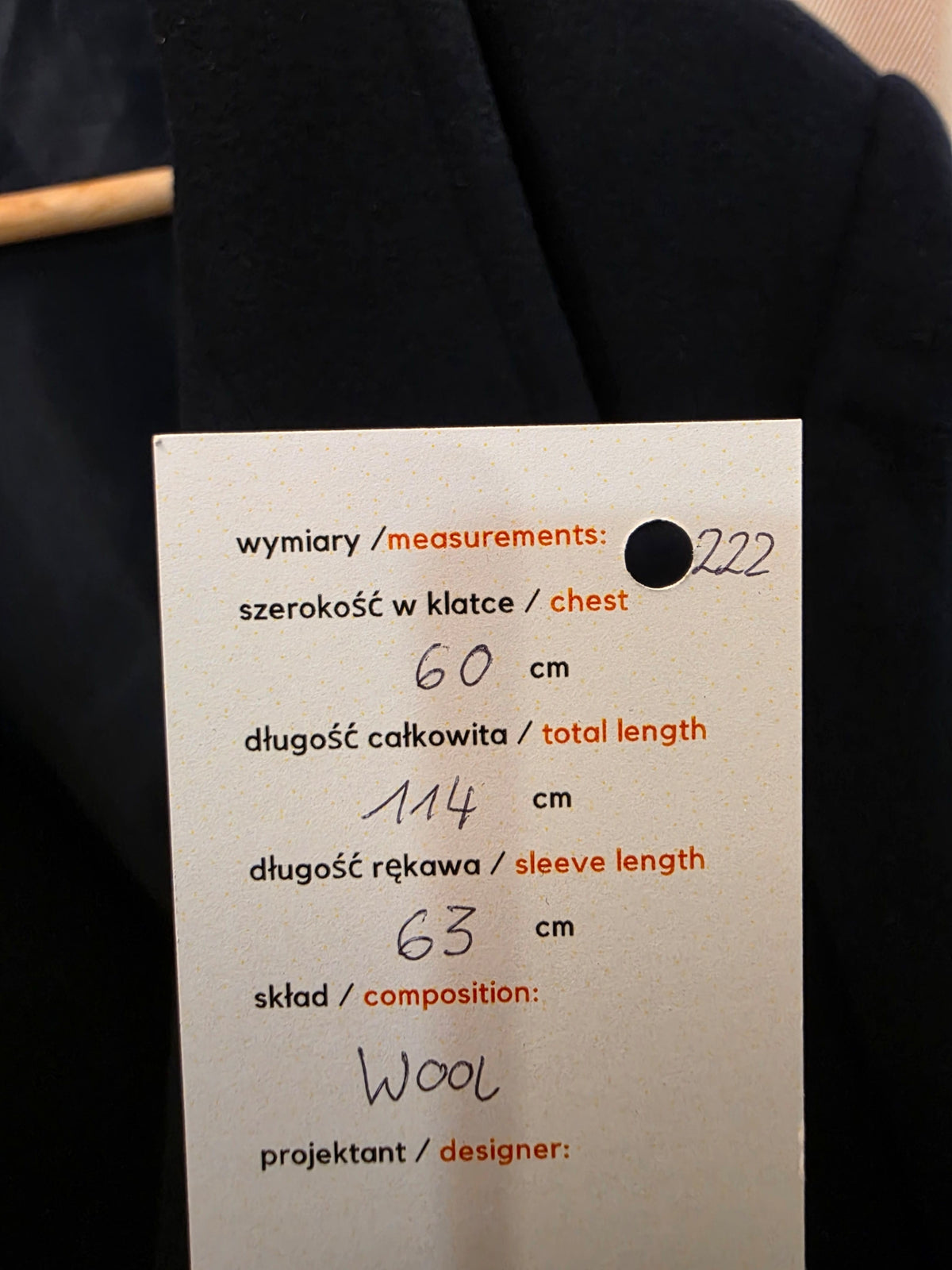 Płaszcz męski unisex wełniany dwurzędowy – detal 6 | vntg.studio™