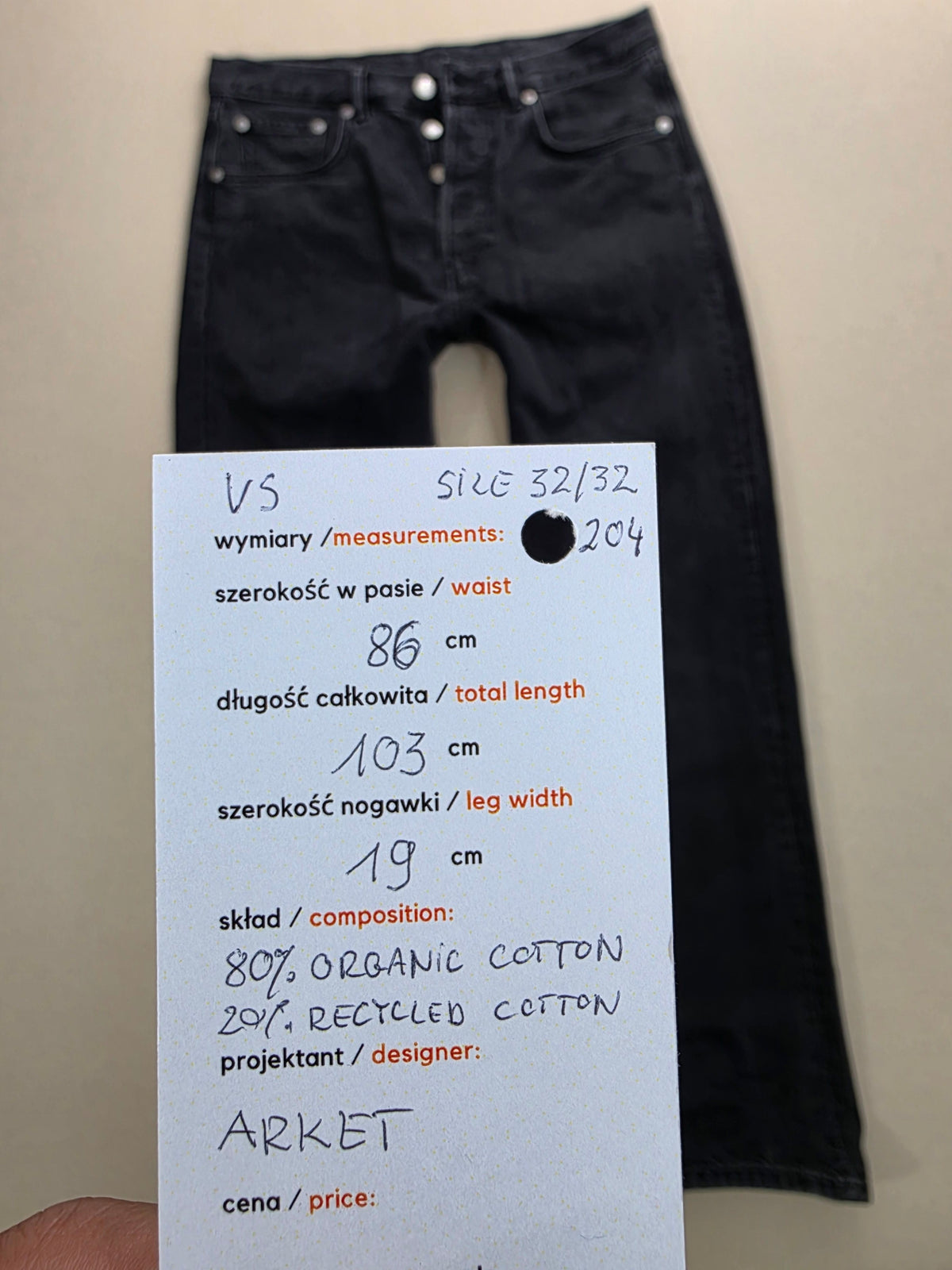 Spodnie jeansowe Arket Coast czarne wycierane roz. 32/32