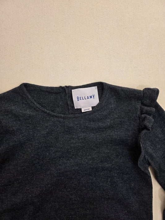 Sweter damski Bellamy z wełny merynosa z falbanami grafitowy roz. S – detal 1 | vntg.studio™