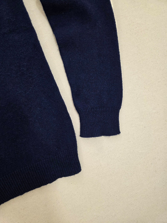 Sweter unisex Gant Rugger wełniany z alpaką granatowy serek roz. M – detal 3 | vntg.studio™
