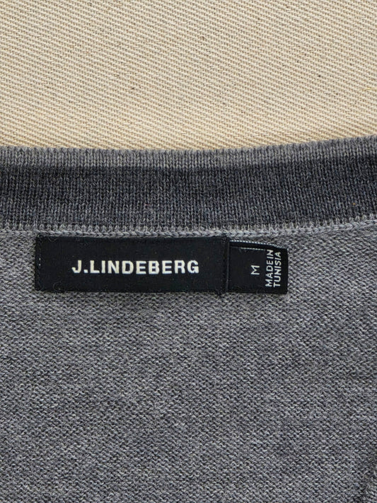 Sweter męski J.Lindeberg Lymann True Merino Knit szary dekolt V-neck roz. M – detal 2 | vntg.studio™