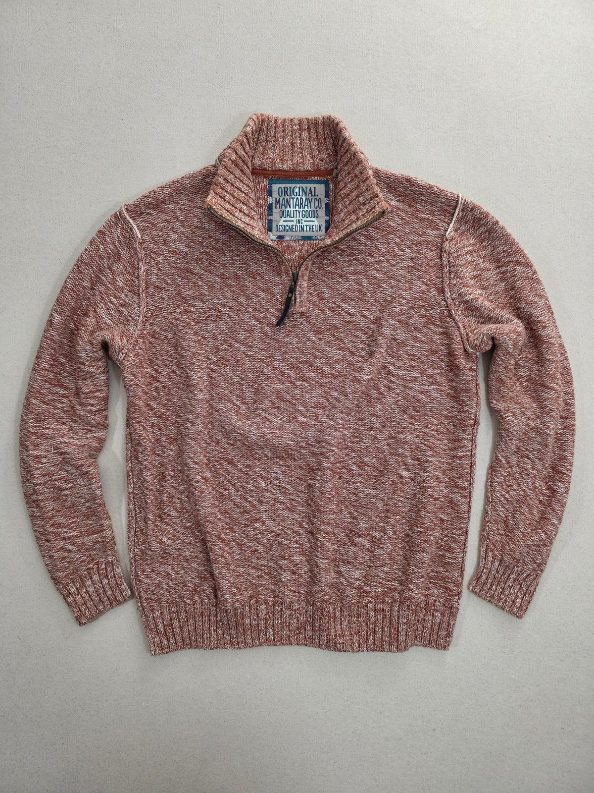 Sweter męski Mantaray bawełniany z suwakiem melanż rozmiar M – detal 1 | vntg.studio™