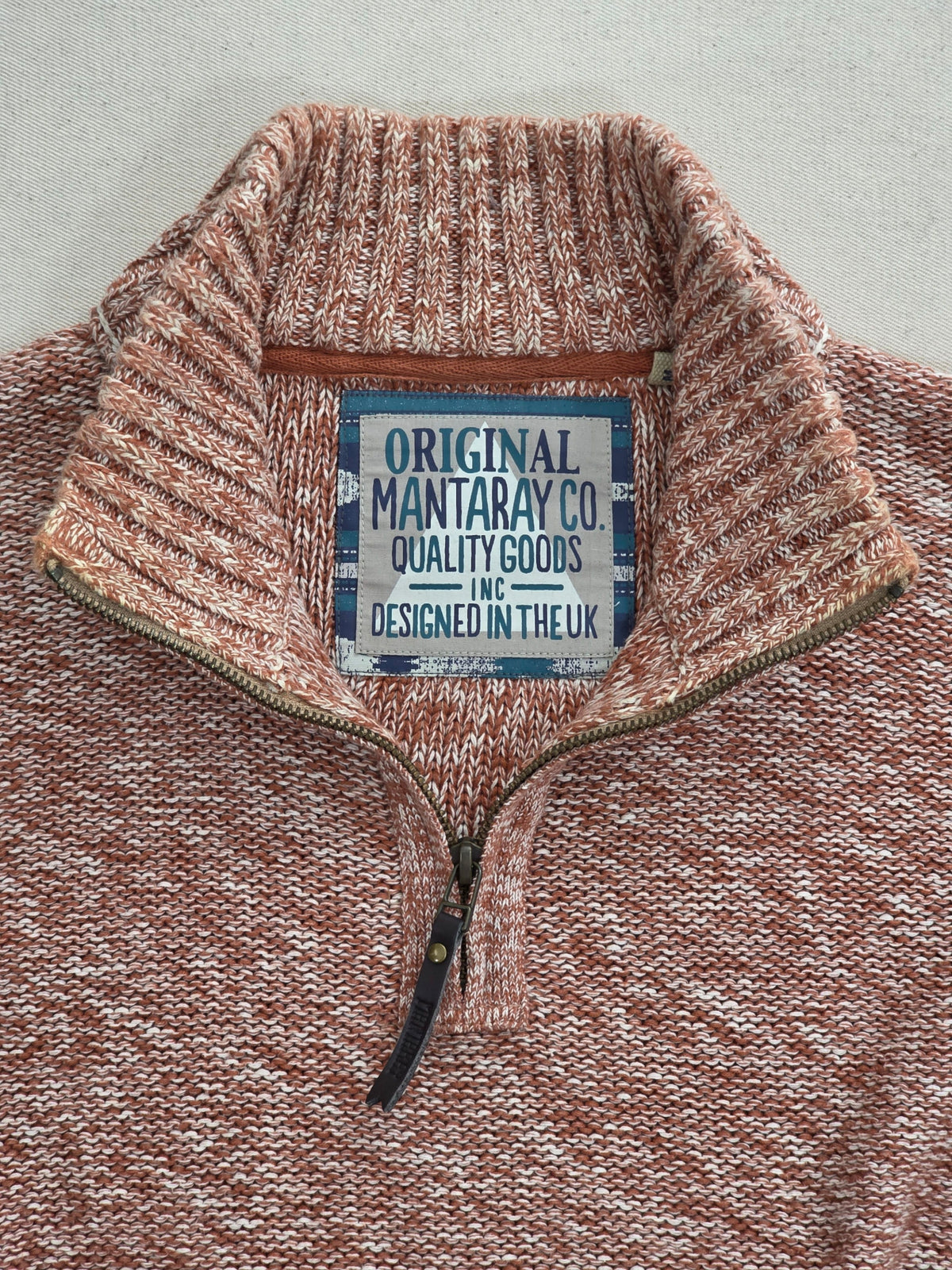 Sweter męski Mantaray bawełniany z suwakiem melanż rozmiar M – detal 2 | vntg.studio™