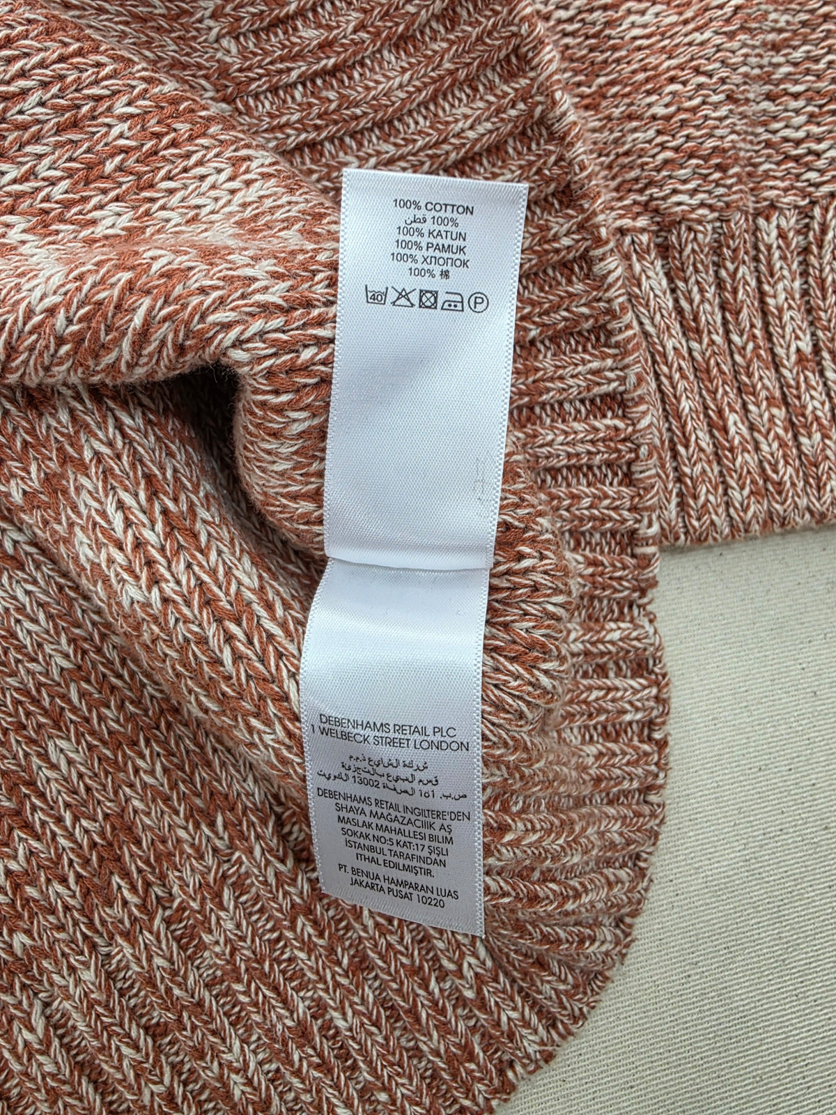 Sweter męski Mantaray bawełniany z suwakiem melanż rozmiar M – detal 7 | vntg.studio™