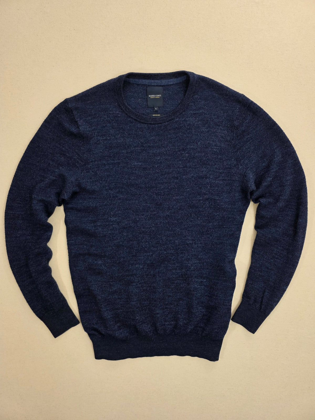 Sweter męski Mario Conti Chandler Merino Genser granatowy wełna merino roz. L