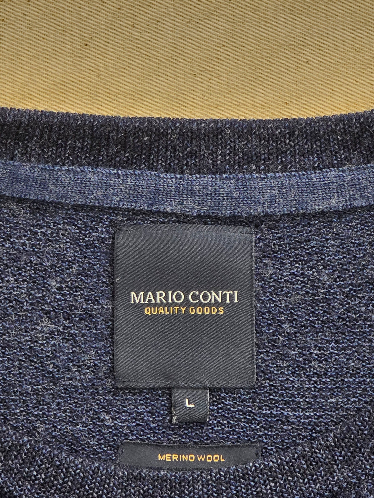 Sweter męski Mario Conti Chandler Merino Genser granatowy wełna merino roz. L