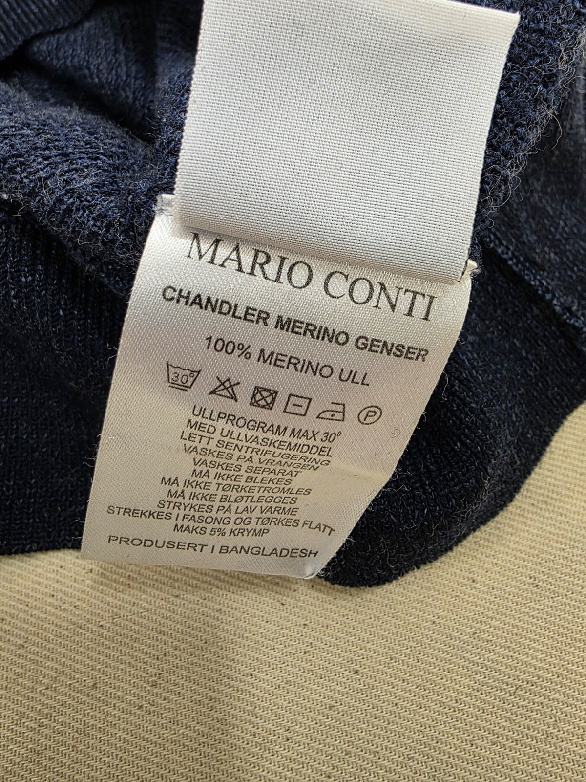 Sweter męski Mario Conti Chandler Merino Genser granatowy wełna merino roz. L