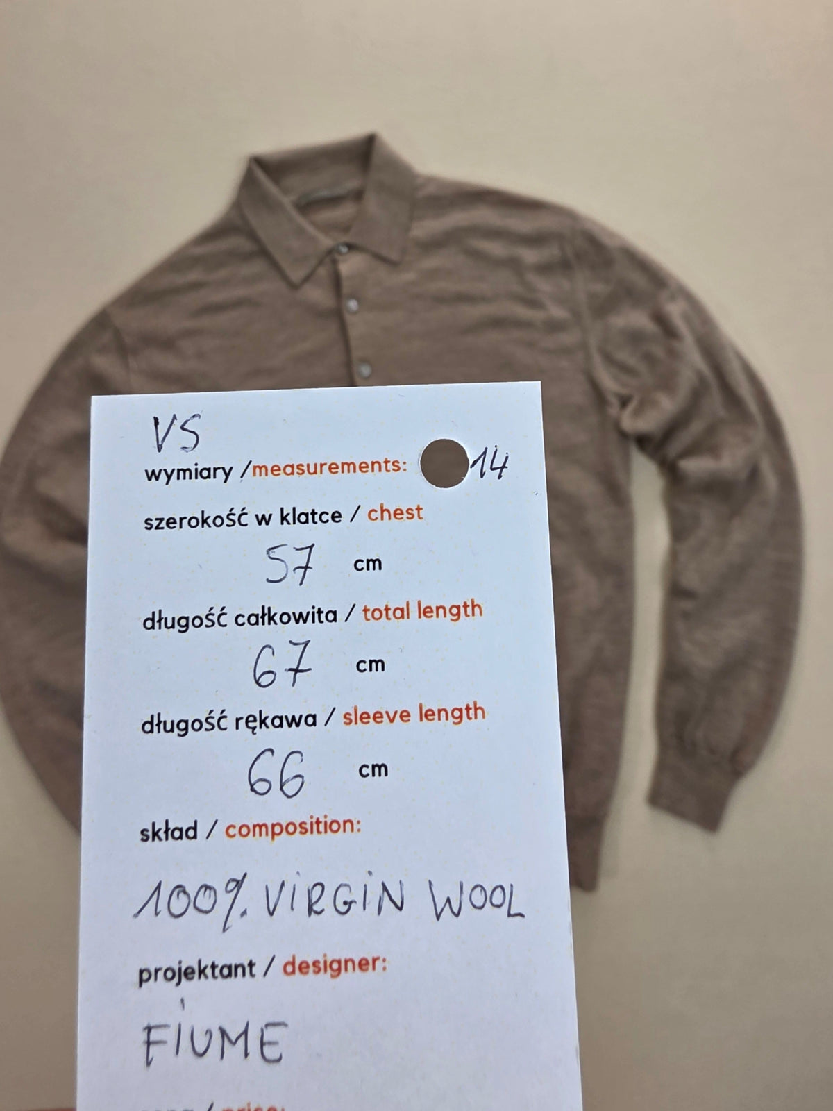 Sweter polo Fiume 100% virgin wool beżowy roz. L