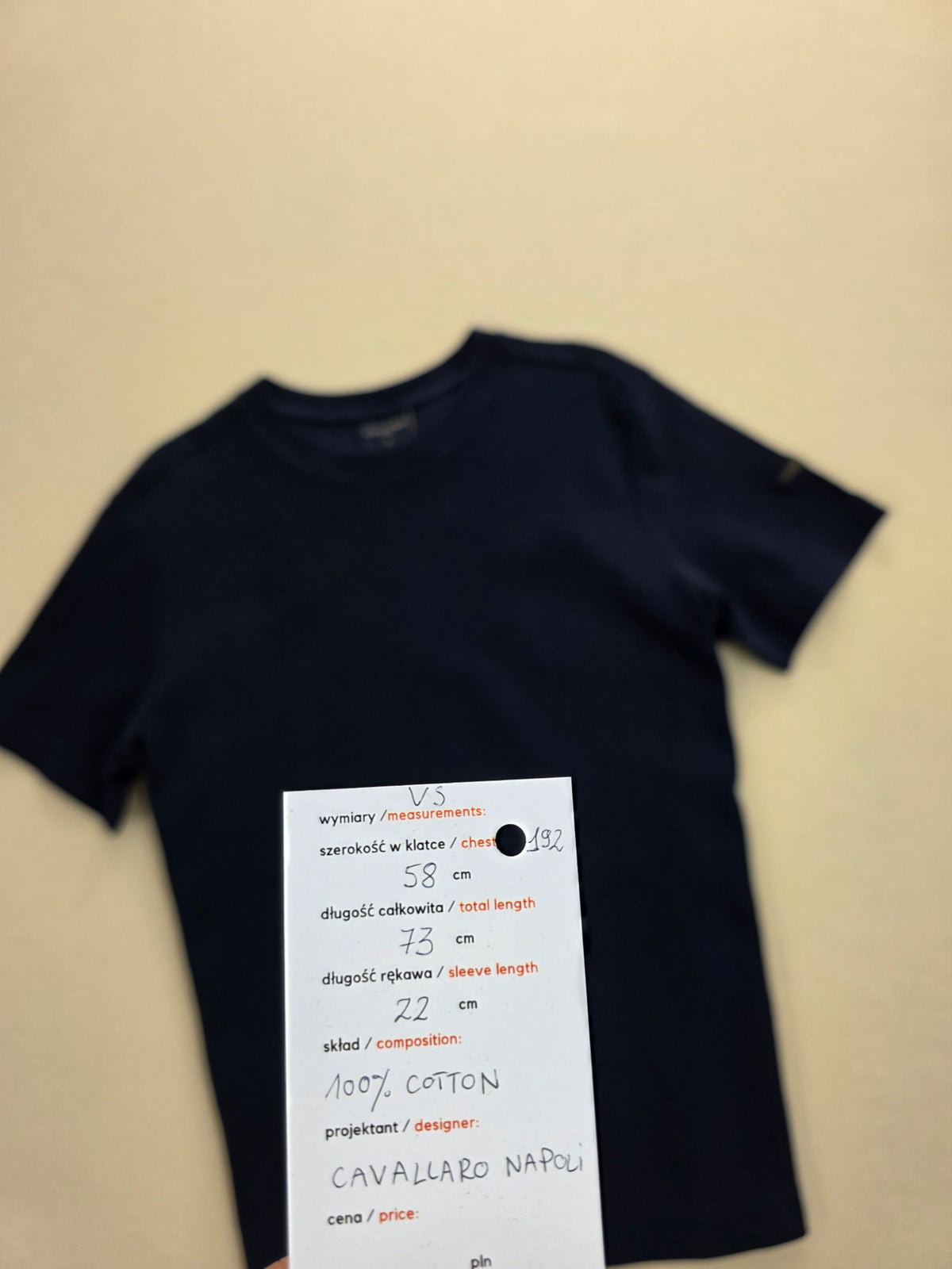 T-shirt męski Cavallaro Napoli Corato Tee strukturalny granatowy roz. XL – detal 4 | vntg.studio™