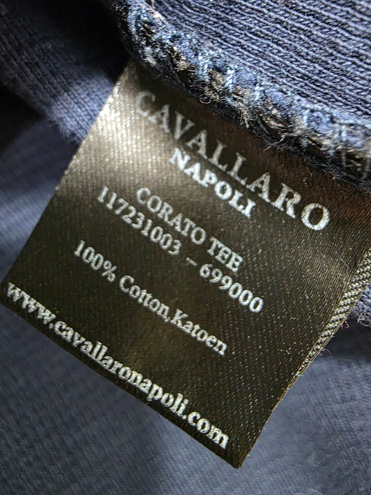 T-shirt męski Cavallaro Napoli Corato Tee strukturalny granatowy roz. XL – detal 6 | vntg.studio™