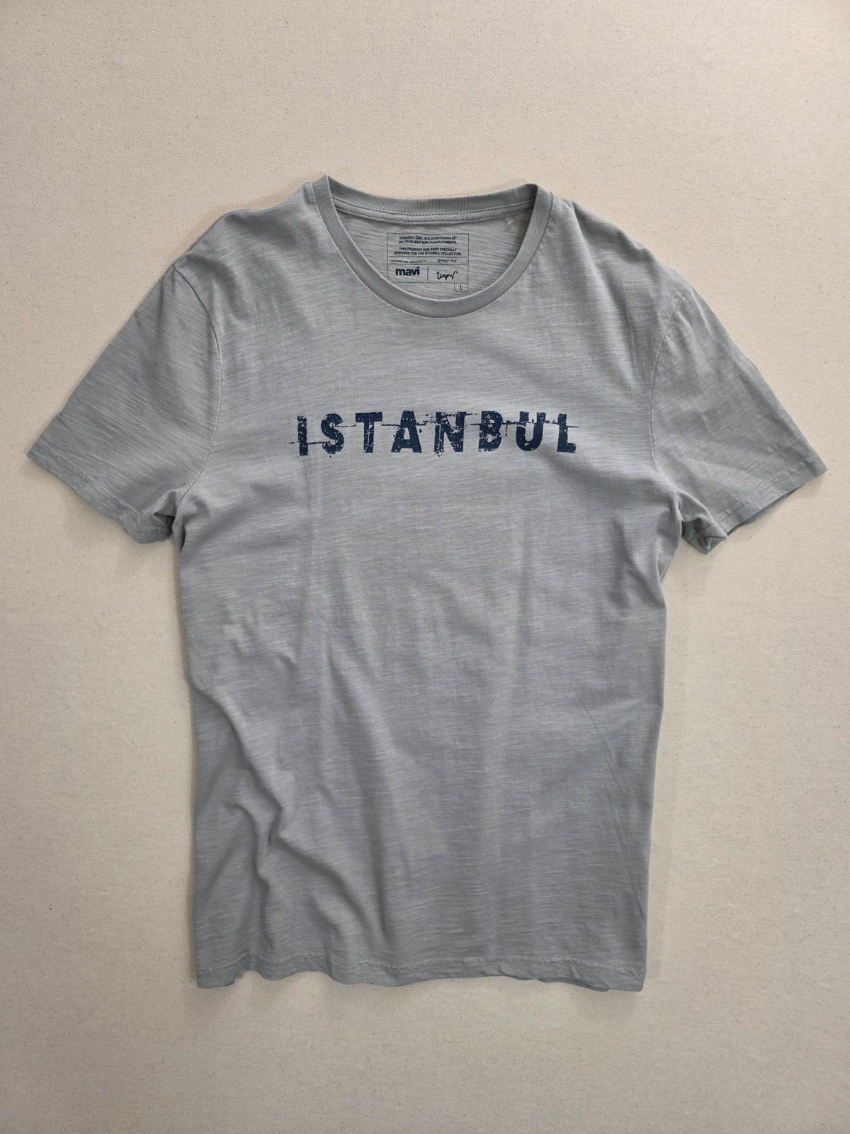 T-shirt męski Mavi szary z nadrukiem Istanbul roz. L