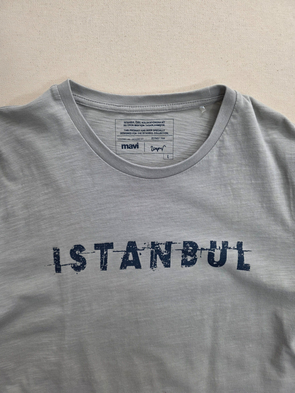 T-shirt męski Mavi szary z nadrukiem Istanbul roz. L