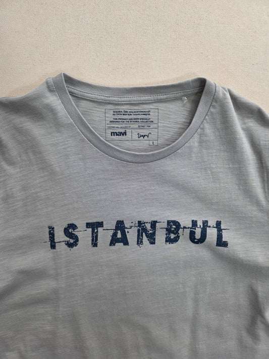 T-shirt męski Mavi szary z nadrukiem Istanbul roz. L