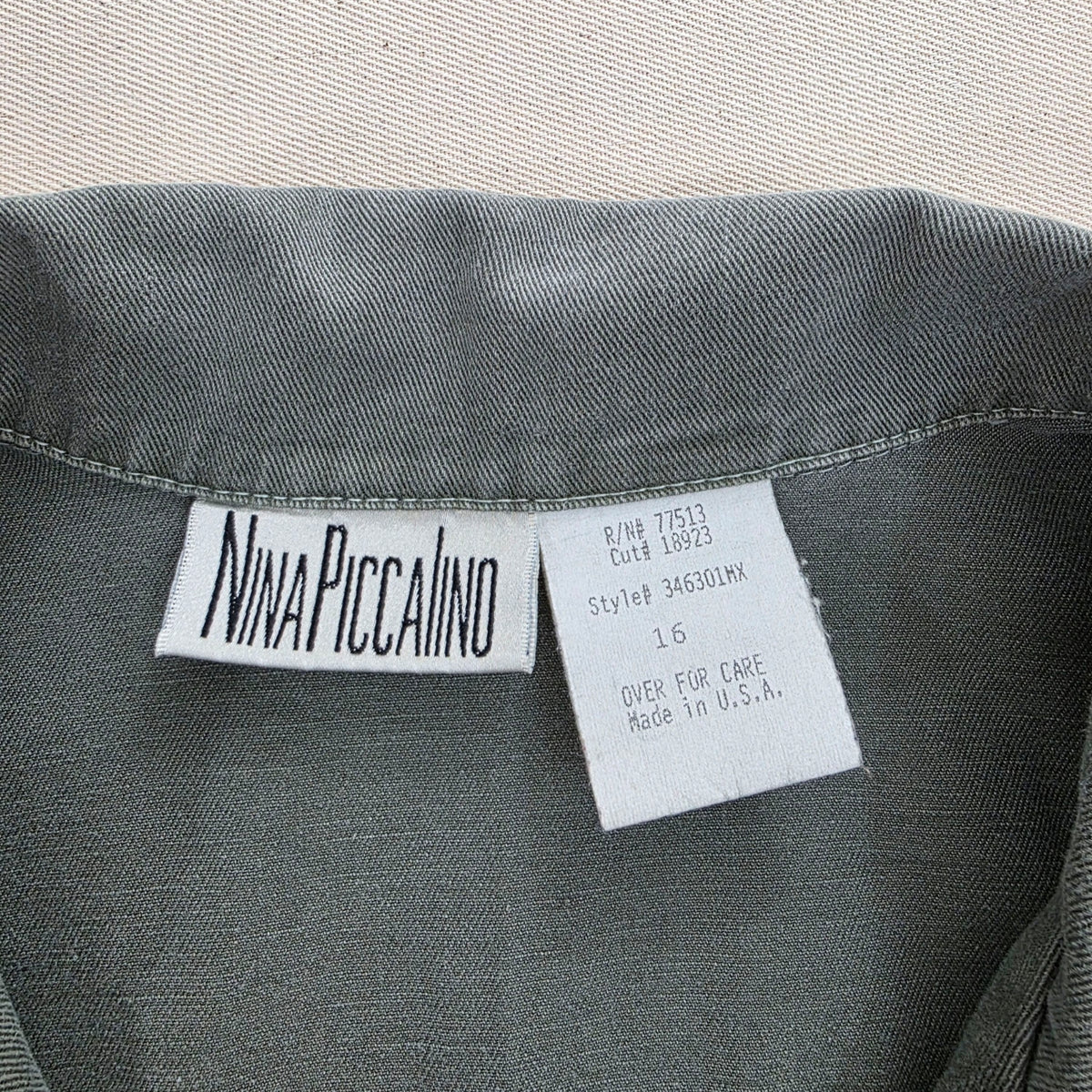 Kamizelka Bawełniana Nina Piccalino Vintage Made in USA Szara / Khaki Rozmiar L (16)