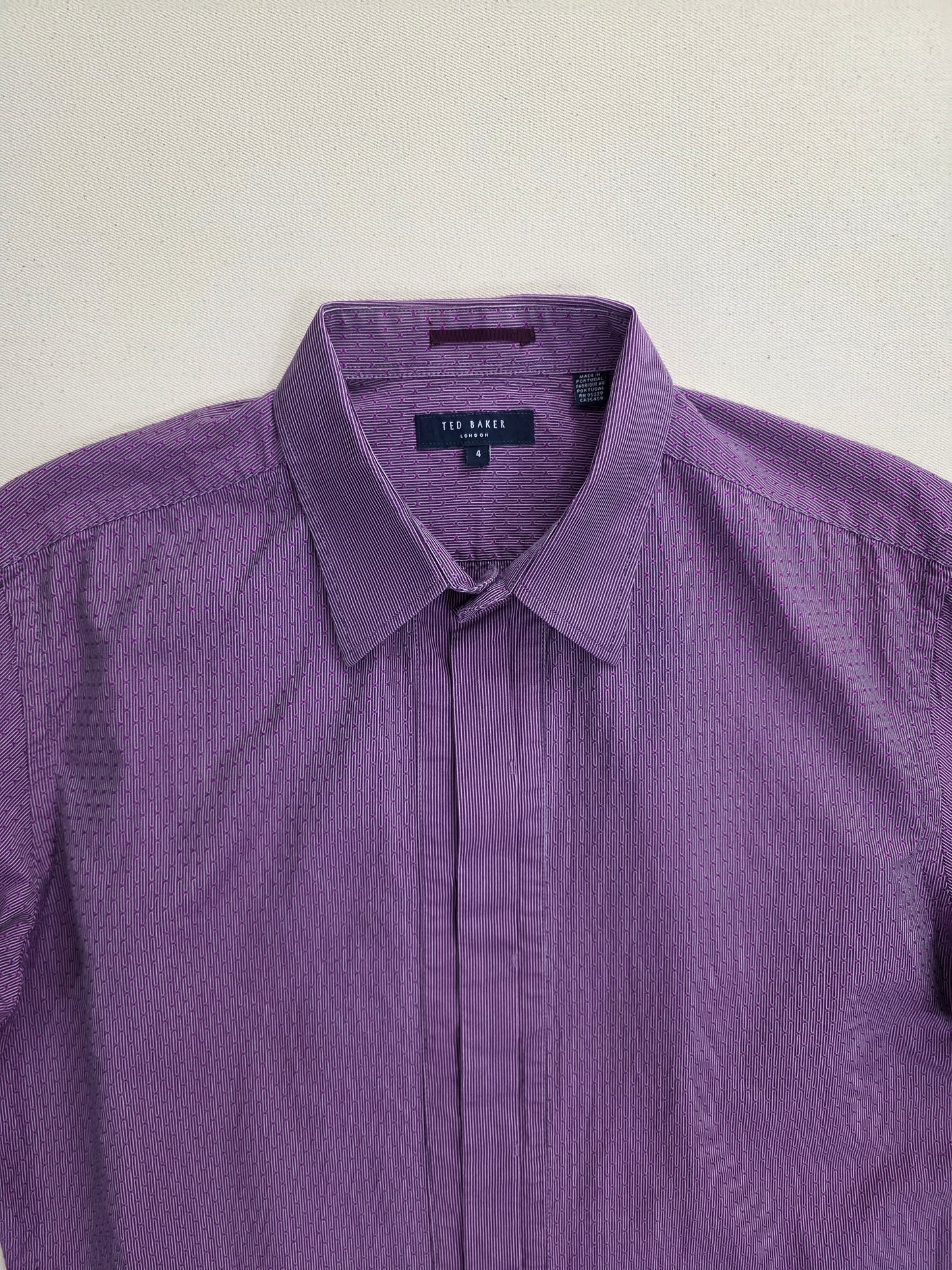 Ted Baker Koszula Męska w Mikrowzór Drobne Kropki Violet | Rozm. 4 (L)