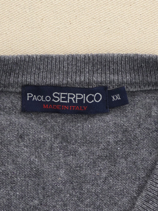 Paolo Serpico Sweter Męski w Serek | Merino & Kaszmir | Rozm. XXL – detal 1 | vntg.studio™